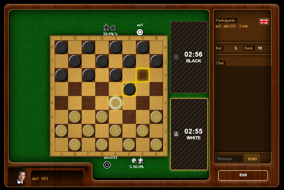 3D Checkers game with real-money betting