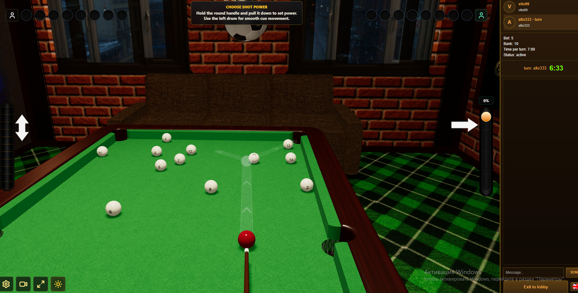 3D multiplayer Pyramid billiards game with real-money betting