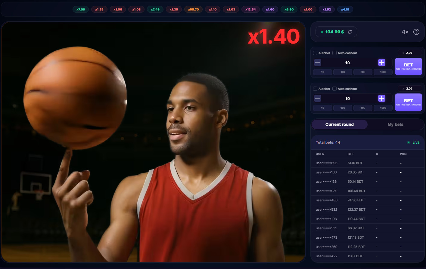 Real-money arcade basketball game