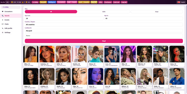 Dating site + "Kiss Me" game + 60 multiplayer games.